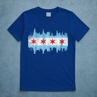 Chicago City Skyline Flag Vintage Chicago City T-Shirt thumb 5