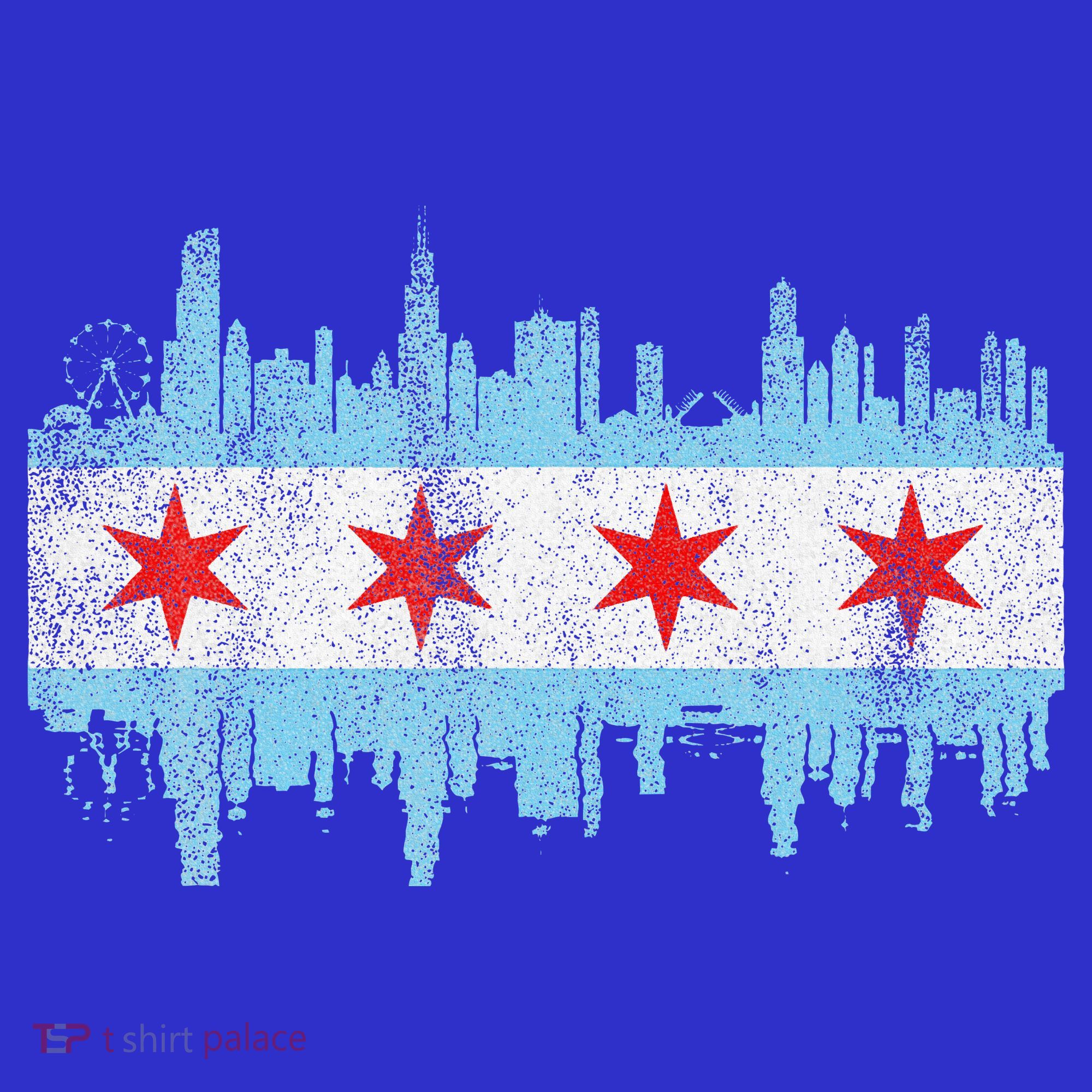 Chicago City Skyline Flag Vintage Chicago City T-Shirt