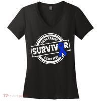 Colon Cancer Survivor Colon Cancer Awareness Month Women's V-Neck T-Shirt thumb 0