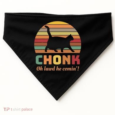 Chonk Cat Scale Meme Retro Oh Lawd He Comin Memes USA-Made Doggie Bandana