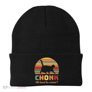 Chonk Cat Scale Meme Retro Oh Lawd He Comin Memes Beanie