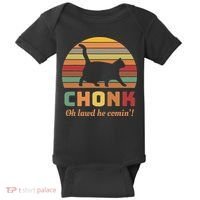 Chonk Cat Scale Meme Retro Oh Lawd He Comin Memes Baby Bodysuit thumb 0