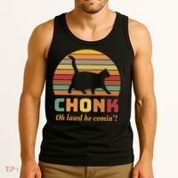Chonk Cat Scale Meme Retro Oh Lawd He Comin Memes Tank Top thumb 3