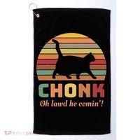 Chonk Cat Scale Meme Retro Oh Lawd He Comin Memes Golf Towel thumb 0