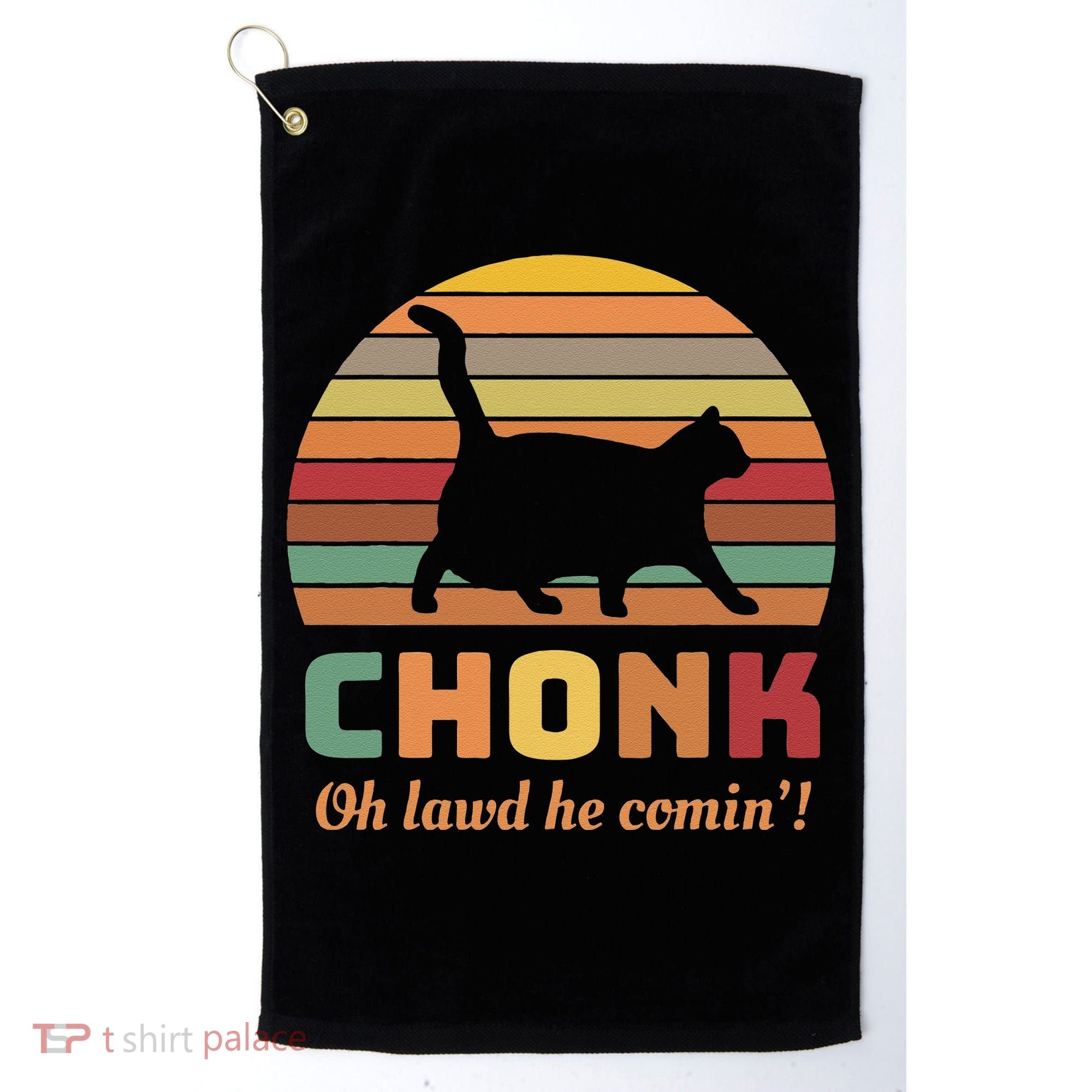 Chonk Cat Scale Meme Retro Oh Lawd He Comin Memes Golf Towel