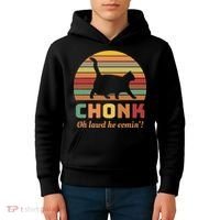 Chonk Cat Scale Meme Retro Oh Lawd He Comin Memes Kids Hoodie thumb 4
