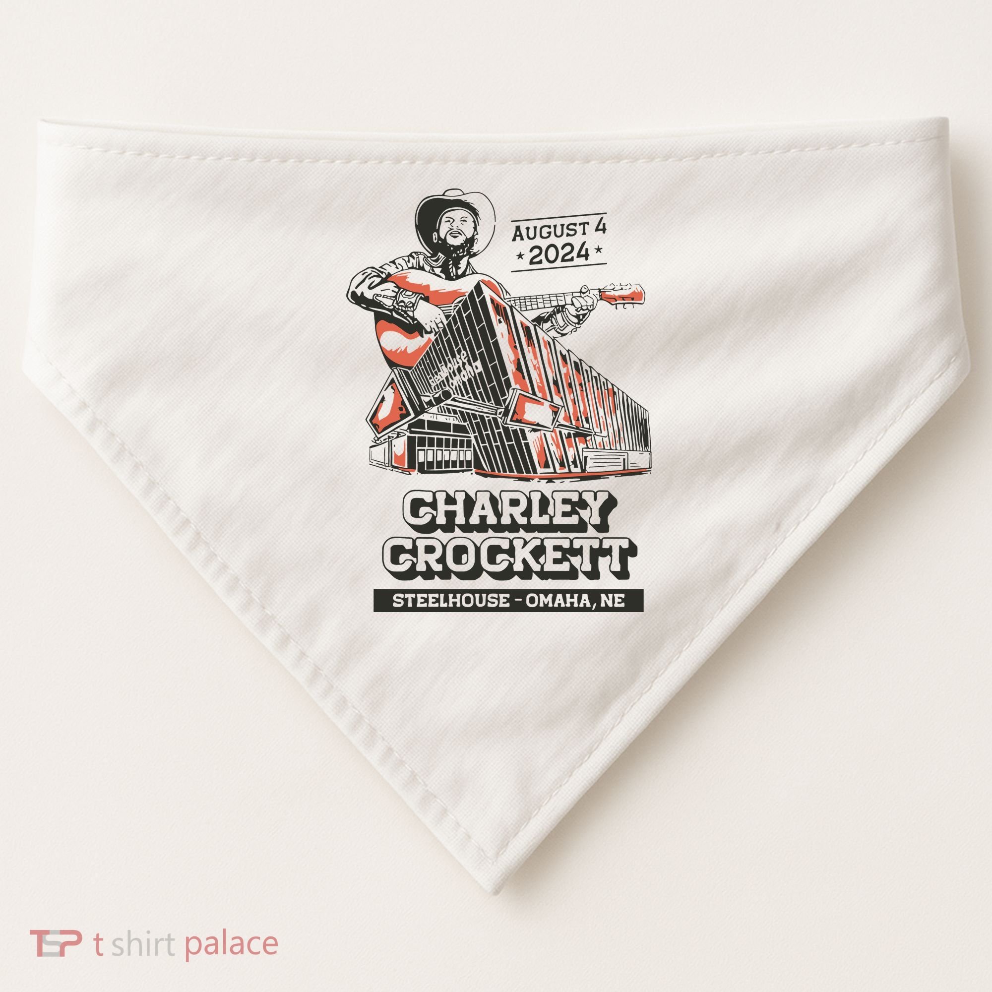 Charley Crockett Show In Omaha Ne On Aug 4 2024 USA-Made Doggie Bandana