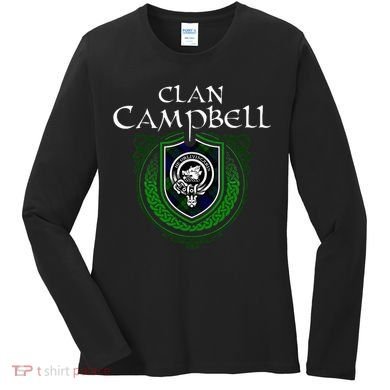 Clan Campbell Surname Scottish Clan Crest Tartan Badge Women's Long Sleeve Shirt