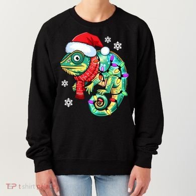 Chameleon Christmas Santa Hat Animal Lover Xmas Light Cool Gift Women's Sweatshirt