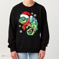 Chameleon Christmas Santa Hat Animal Lover Xmas Light Cool Gift Women's Sweatshirt thumb 0