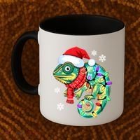 Chameleon Christmas Santa Hat Animal Lover Xmas Light Cool Gift Coffee Mug thumb 2