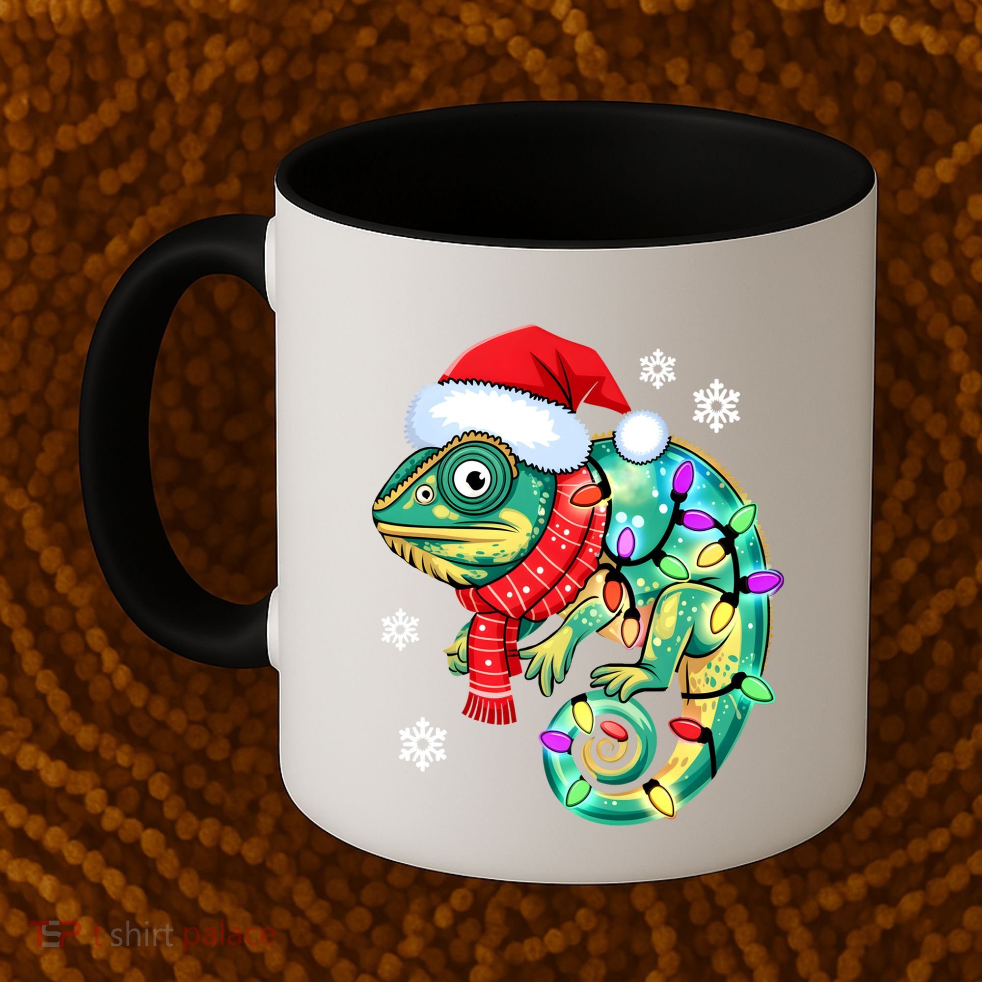 Chameleon Christmas Santa Hat Animal Lover Xmas Light Cool Gift Coffee Mug