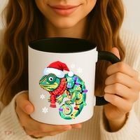 Chameleon Christmas Santa Hat Animal Lover Xmas Light Cool Gift Coffee Mug thumb 3