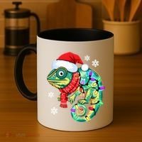 Chameleon Christmas Santa Hat Animal Lover Xmas Light Cool Gift Coffee Mug thumb 4