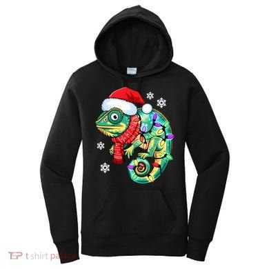 Chameleon Christmas Santa Hat Animal Lover Xmas Light Cool Gift Women's Hoodie