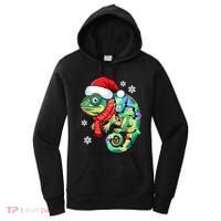 Chameleon Christmas Santa Hat Animal Lover Xmas Light Cool Gift Women's Hoodie thumb 0