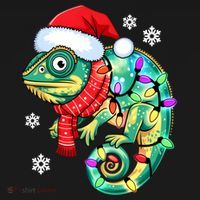Chameleon Christmas Santa Hat Animal Lover Xmas Light Cool Gift Women's Hoodie thumb 2
