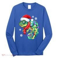 Chameleon Christmas Santa Hat Animal Lover Xmas Light Cool Gift Long Sleeve Shirt thumb 0