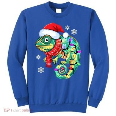 Chameleon Christmas Santa Hat Animal Lover Xmas Light Cool Gift Sweatshirt