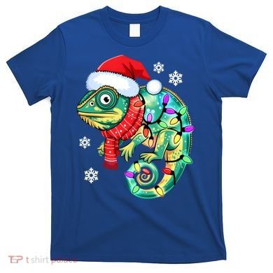 Chameleon Christmas Santa Hat Animal Lover Xmas Light Cool Gift T-Shirt