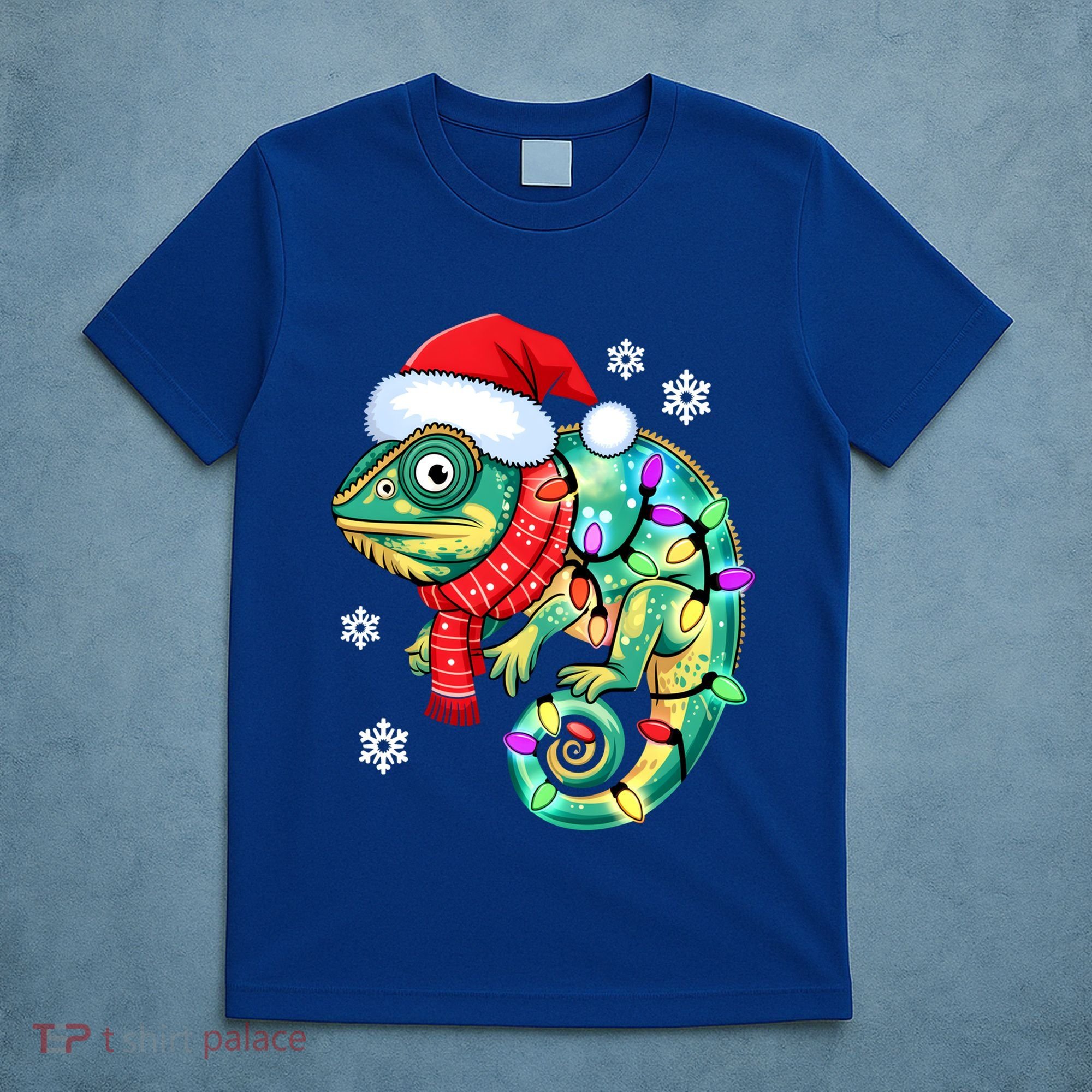Chameleon Christmas Santa Hat Animal Lover Xmas Light Cool Gift T-Shirt