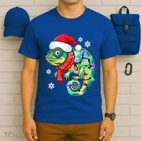 Chameleon Christmas Santa Hat Animal Lover Xmas Light Cool Gift T-Shirt thumb 6