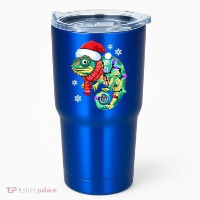 Chameleon Christmas Santa Hat Animal Lover Xmas Light Cool Gift Tumbler