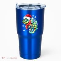 Chameleon Christmas Santa Hat Animal Lover Xmas Light Cool Gift Tumbler thumb 0