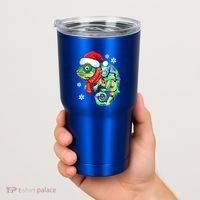 Chameleon Christmas Santa Hat Animal Lover Xmas Light Cool Gift Tumbler thumb 2