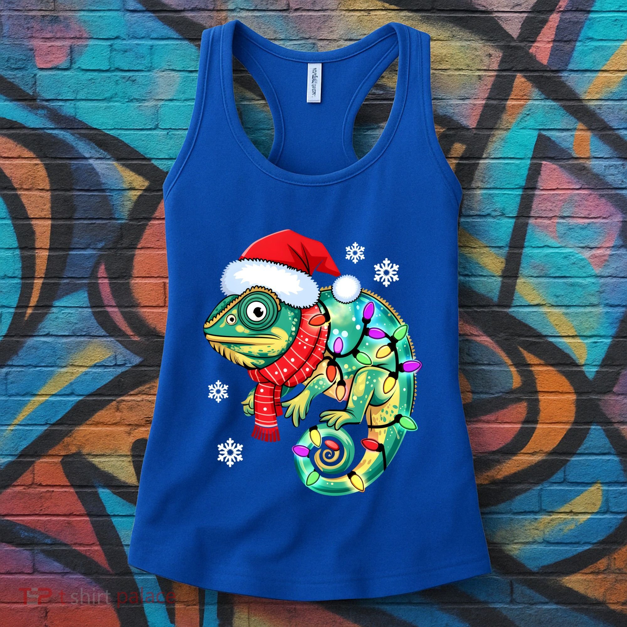 Chameleon Christmas Santa Hat Animal Lover Xmas Light Cool Gift Women's Tank Top