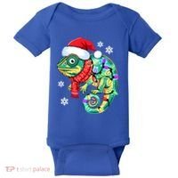 Chameleon Christmas Santa Hat Animal Lover Xmas Light Cool Gift Baby Bodysuit thumb 0