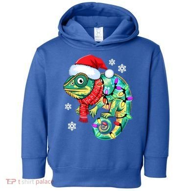 Chameleon Christmas Santa Hat Animal Lover Xmas Light Cool Gift Toddler Hoodie