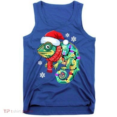 Chameleon Christmas Santa Hat Animal Lover Xmas Light Cool Gift Tank Top
