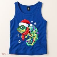 Chameleon Christmas Santa Hat Animal Lover Xmas Light Cool Gift Tank Top thumb 2