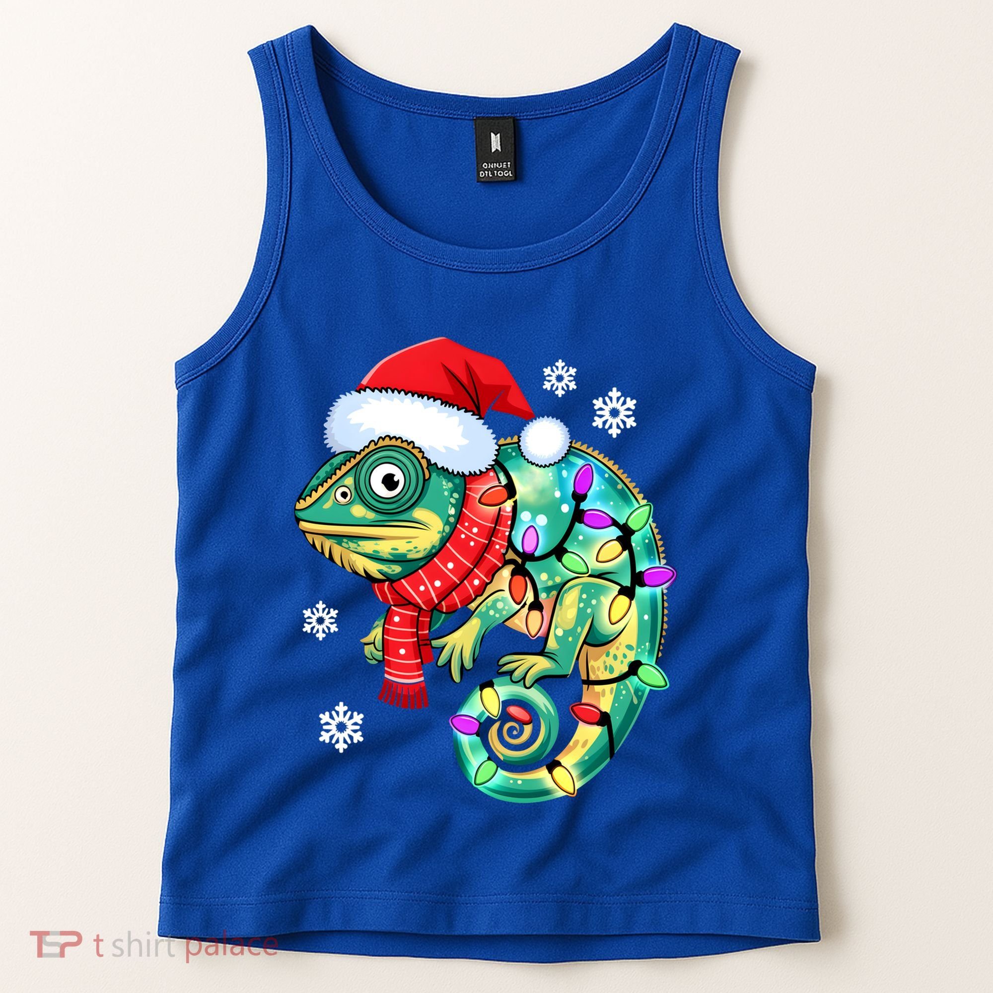 Chameleon Christmas Santa Hat Animal Lover Xmas Light Cool Gift Tank Top