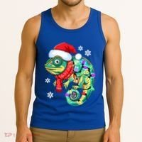 Chameleon Christmas Santa Hat Animal Lover Xmas Light Cool Gift Tank Top thumb 3