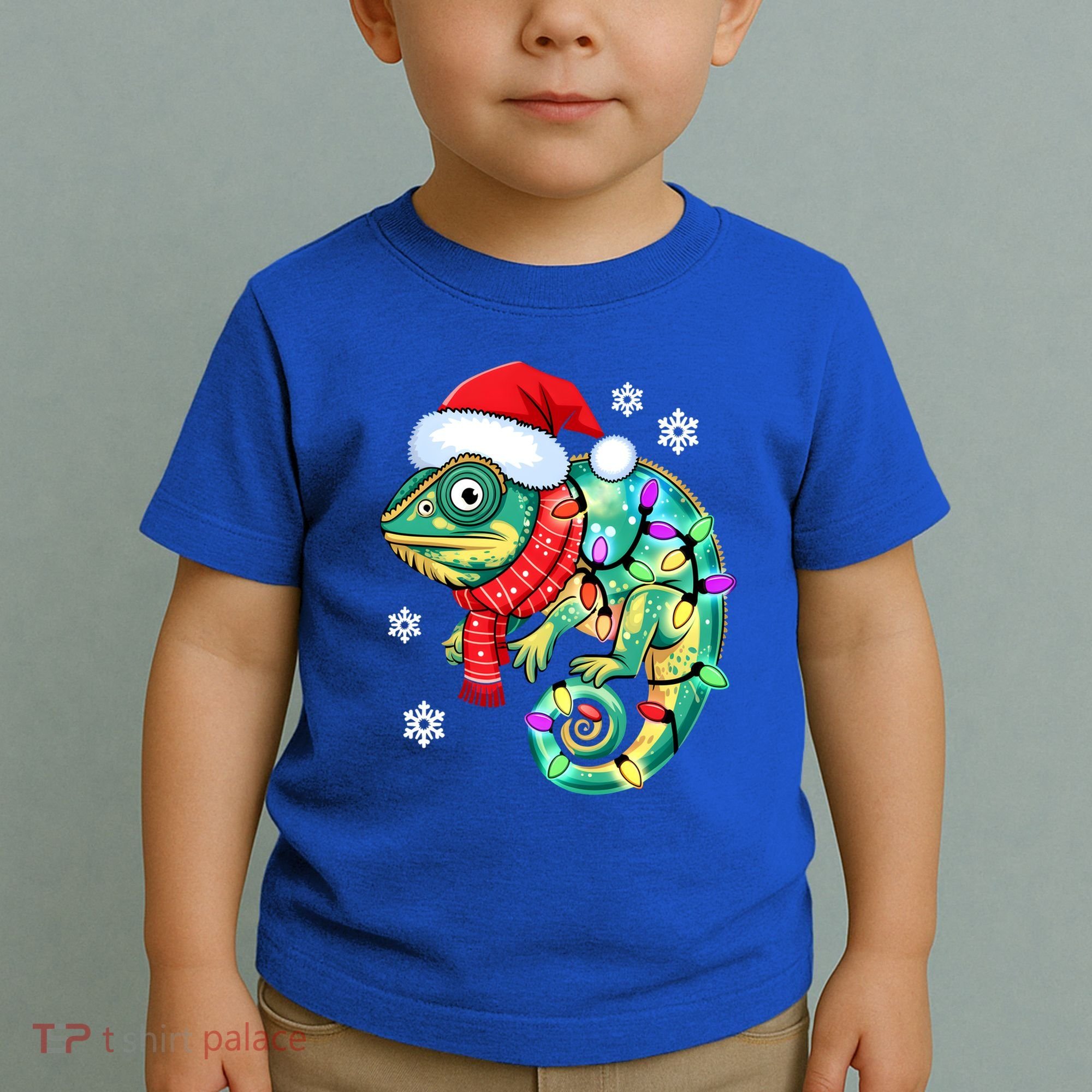 Chameleon Christmas Santa Hat Animal Lover Xmas Light Cool Gift Toddler T-Shirt
