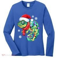 Chameleon Christmas Santa Hat Animal Lover Xmas Light Cool Gift Women's Long Sleeve Shirt thumb 0
