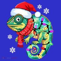 Chameleon Christmas Santa Hat Animal Lover Xmas Light Cool Gift Women's Long Sleeve Shirt thumb 2