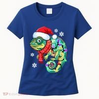 Chameleon Christmas Santa Hat Animal Lover Xmas Light Cool Gift Women's T-Shirt thumb 0