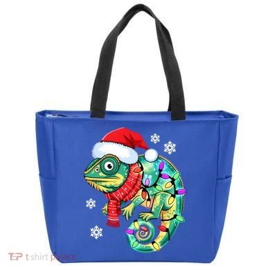 Chameleon Christmas Santa Hat Animal Lover Xmas Light Cool Gift Tote Bag
