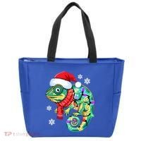 Chameleon Christmas Santa Hat Animal Lover Xmas Light Cool Gift Tote Bag thumb 0
