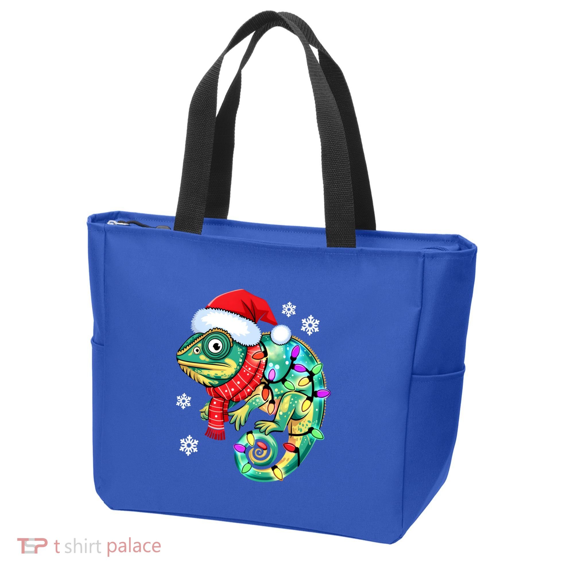 Chameleon Christmas Santa Hat Animal Lover Xmas Light Cool Gift Tote Bag