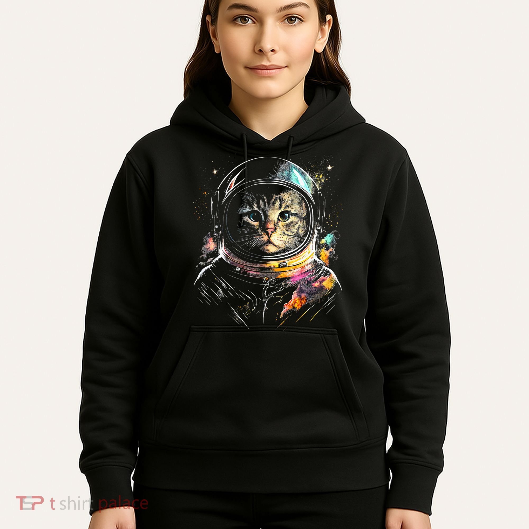 Cosmic Cat Space Astrocat In The Galaxy Graphic Hoodie