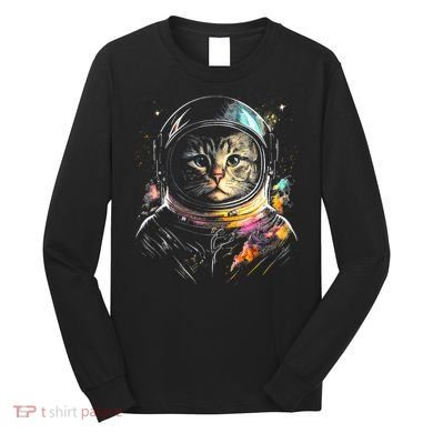 Cosmic Cat Space Astrocat In The Galaxy Graphic Long Sleeve Shirt