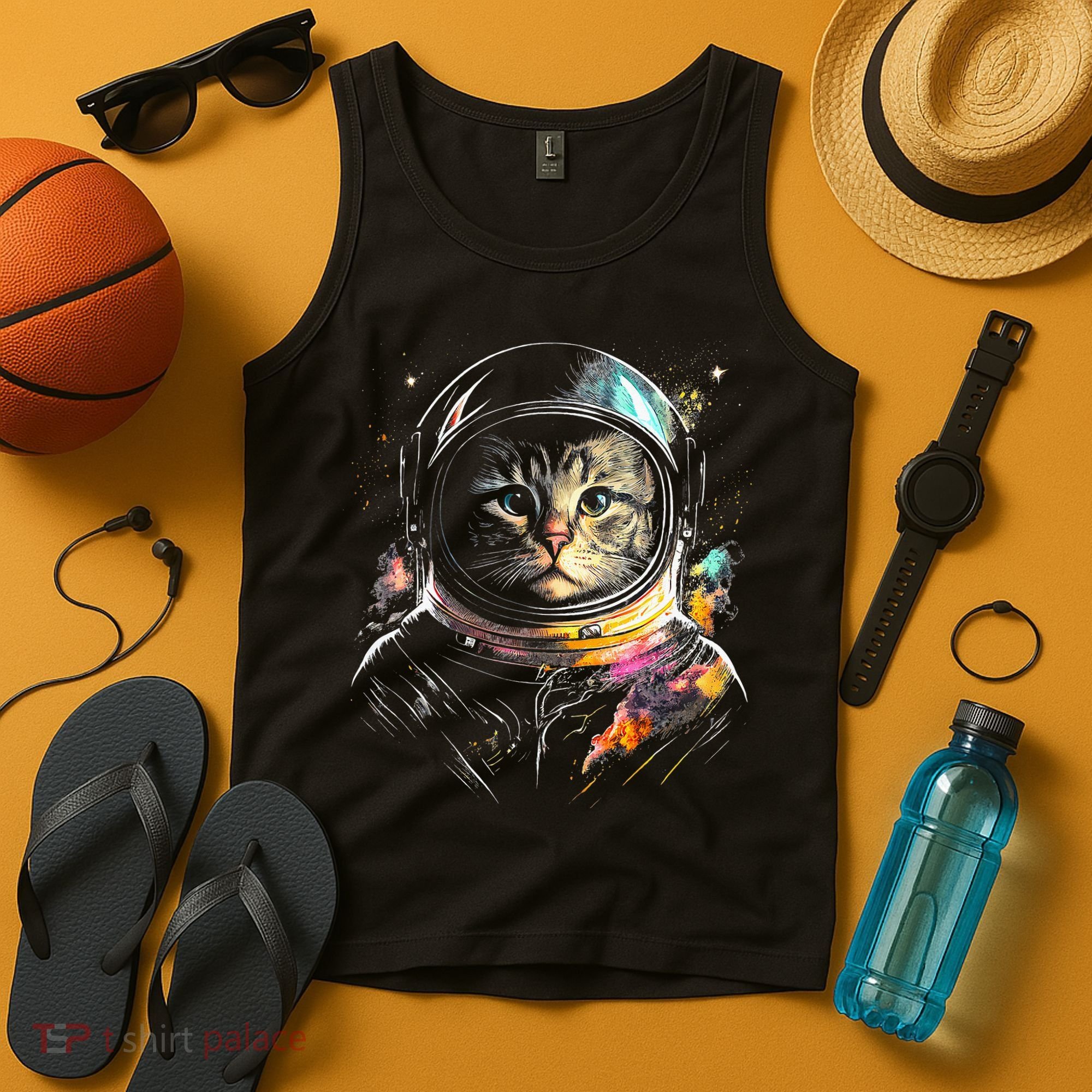 Cosmic Cat Space Astrocat In The Galaxy Graphic Tank Top