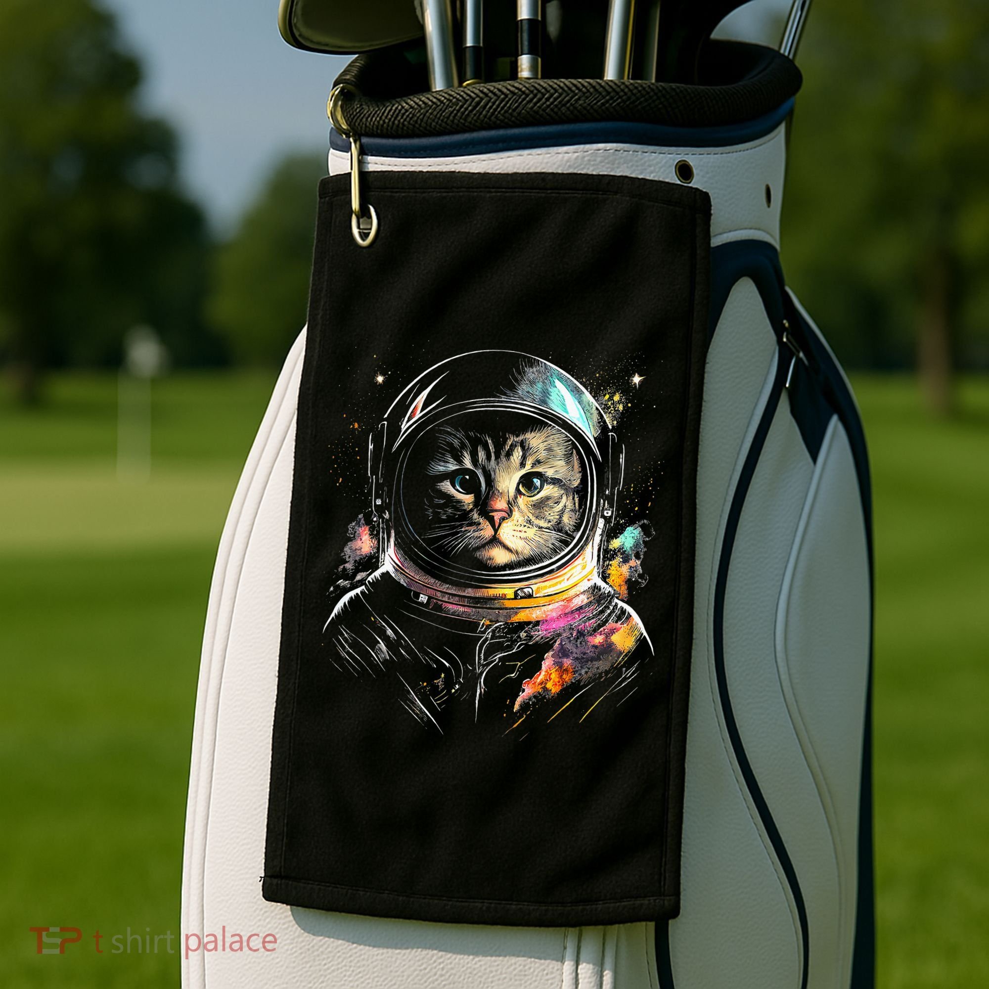 Cosmic Cat Space Astrocat In The Galaxy Graphic Golf Towel