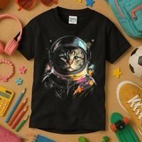 Cosmic Cat Space Astrocat In The Galaxy Graphic Kids T-Shirt thumb 3