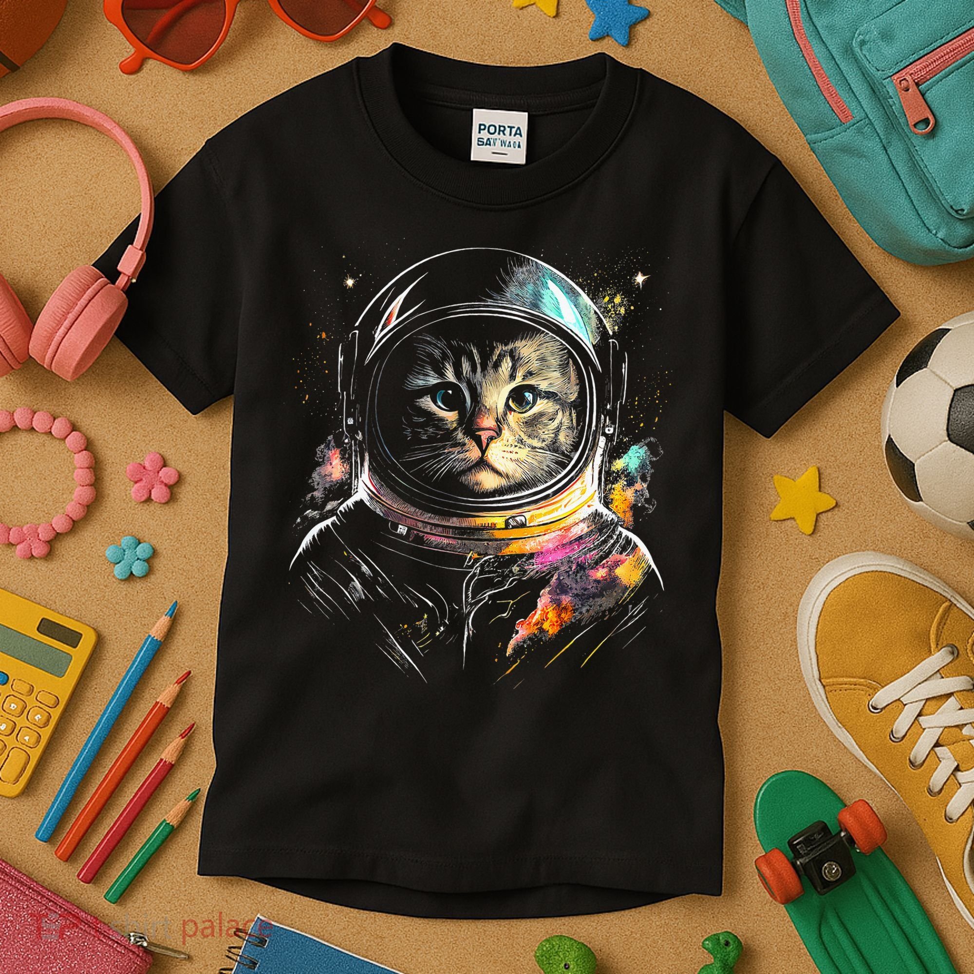 Cosmic Cat Space Astrocat In The Galaxy Graphic Kids T-Shirt