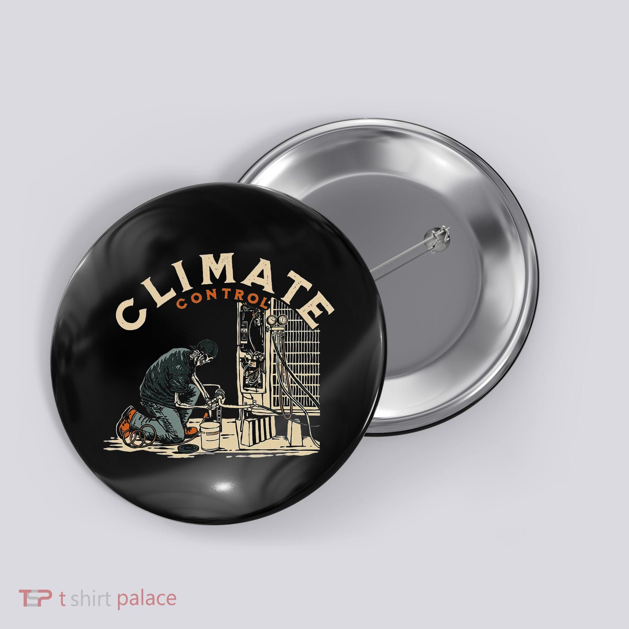 Climate Control Skeleton Hvac Technician Pride Button